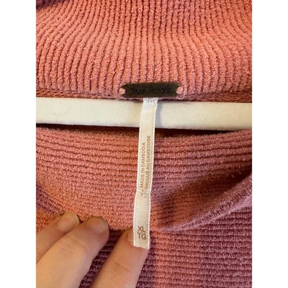 Free People Ottomon Slouchy Tunic Stretch Mock Neck Heavy Knit Mauve Size Xl - Picture 5 of 7